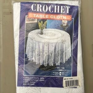 Elegant White Crochet Tablecloth